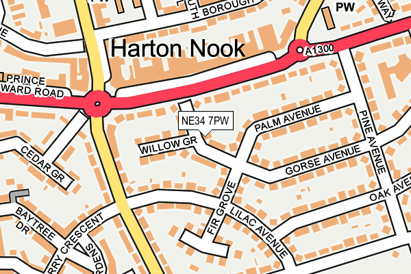 NE34 7PW map - OS OpenMap – Local (Ordnance Survey)