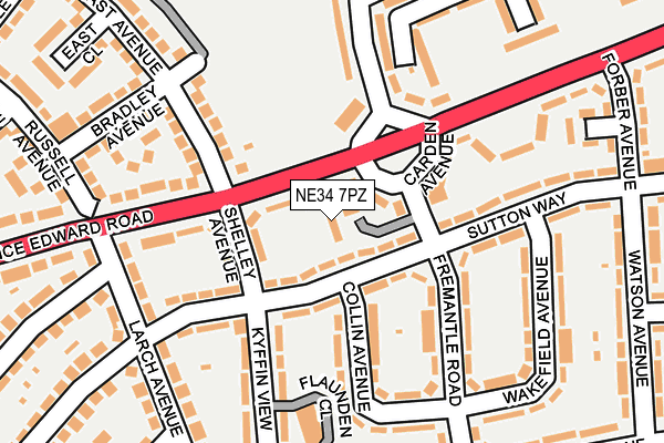 NE34 7PZ map - OS OpenMap – Local (Ordnance Survey) NE34 7PZ map - OS OpenMap – Local (Ordnance Survey)