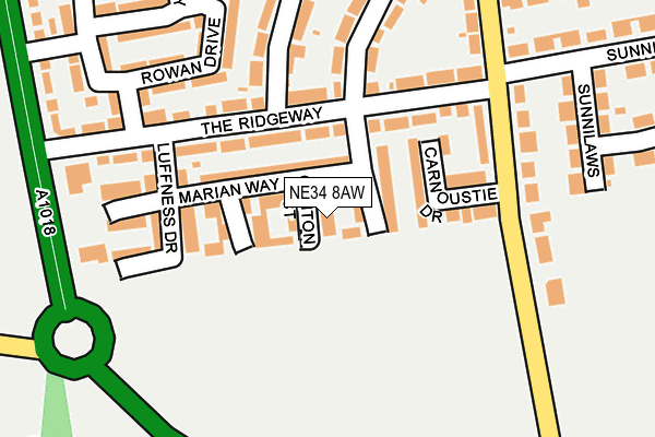NE34 8AW map - OS OpenMap – Local (Ordnance Survey) NE34 8AW map - OS OpenMap – Local (Ordnance Survey)