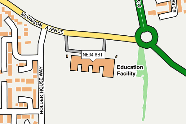 NE34 8BT map - OS OpenMap – Local (Ordnance Survey) NE34 8BT map - OS OpenMap – Local (Ordnance Survey)