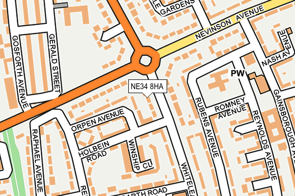 NE34 8HA map - OS OpenMap – Local (Ordnance Survey) NE34 8HA map - OS OpenMap – Local (Ordnance Survey)