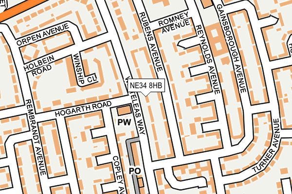 NE34 8HB map - OS OpenMap – Local (Ordnance Survey) NE34 8HB map - OS OpenMap – Local (Ordnance Survey)