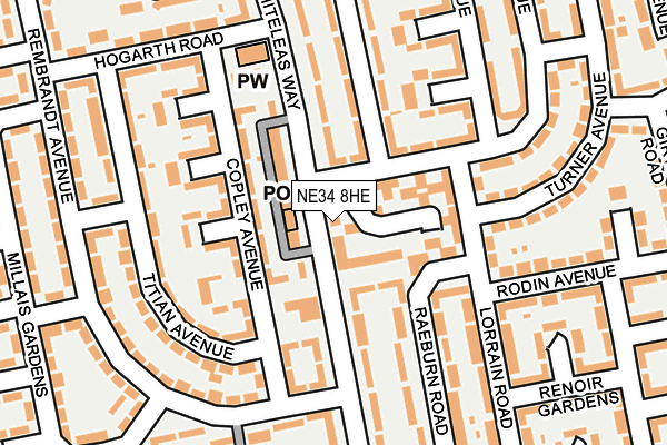 NE34 8HE map - OS OpenMap – Local (Ordnance Survey) NE34 8HE map - OS OpenMap – Local (Ordnance Survey)