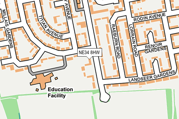 NE34 8HW map - OS OpenMap – Local (Ordnance Survey) NE34 8HW map - OS OpenMap – Local (Ordnance Survey)