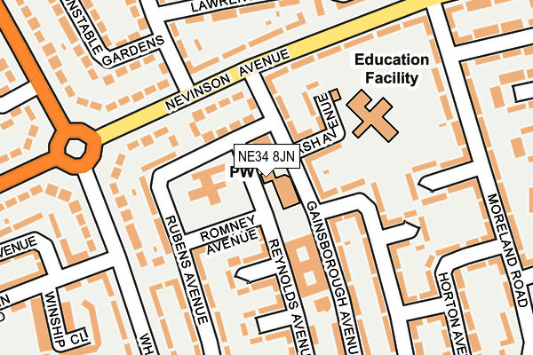 NE34 8JN map - OS OpenMap – Local (Ordnance Survey) NE34 8JN map - OS OpenMap – Local (Ordnance Survey)
