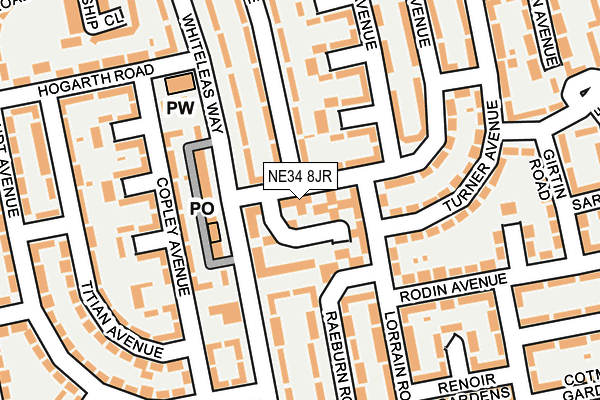 NE34 8JR map - OS OpenMap – Local (Ordnance Survey) NE34 8JR map - OS OpenMap – Local (Ordnance Survey)