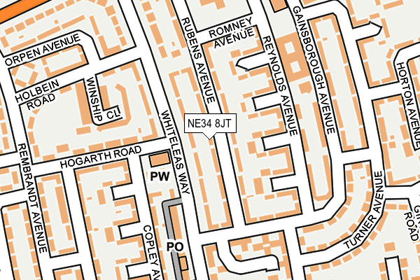 NE34 8JT map - OS OpenMap – Local (Ordnance Survey) NE34 8JT map - OS OpenMap – Local (Ordnance Survey)