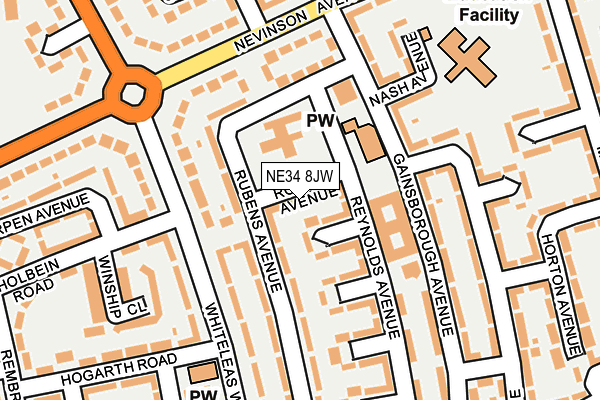 NE34 8JW map - OS OpenMap – Local (Ordnance Survey) NE34 8JW map - OS OpenMap – Local (Ordnance Survey)
