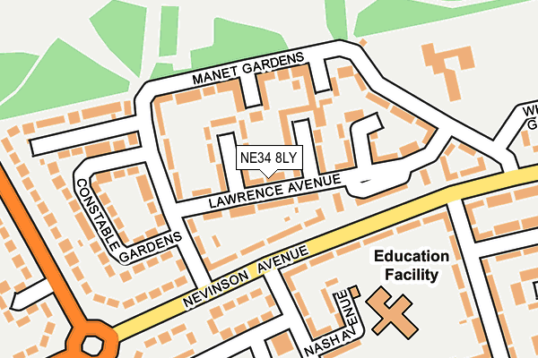 NE34 8LY map - OS OpenMap – Local (Ordnance Survey) NE34 8LY map - OS OpenMap – Local (Ordnance Survey)