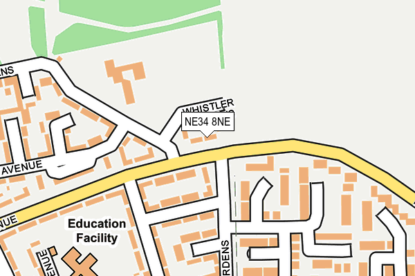 NE34 8NE map - OS OpenMap – Local (Ordnance Survey) NE34 8NE map - OS OpenMap – Local (Ordnance Survey)