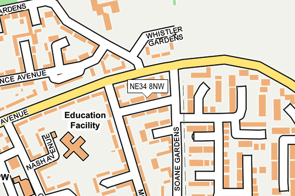 NE34 8NW map - OS OpenMap – Local (Ordnance Survey) NE34 8NW map - OS OpenMap – Local (Ordnance Survey)