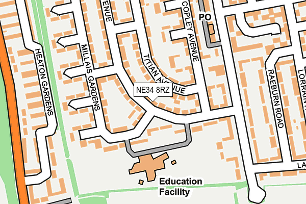 NE34 8RZ map - OS OpenMap – Local (Ordnance Survey)