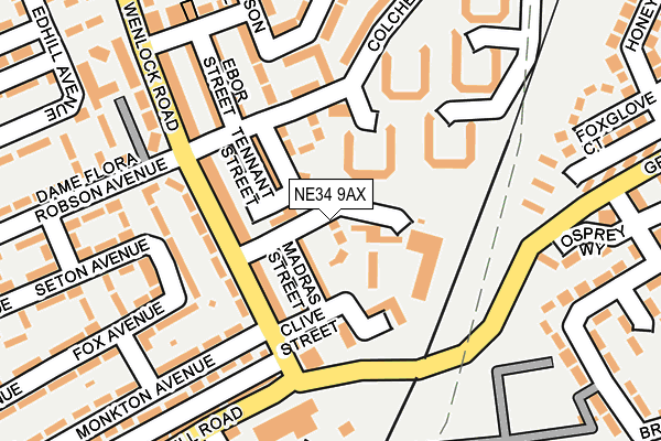 NE34 9AX map - OS OpenMap – Local (Ordnance Survey) NE34 9AX map - OS OpenMap – Local (Ordnance Survey)