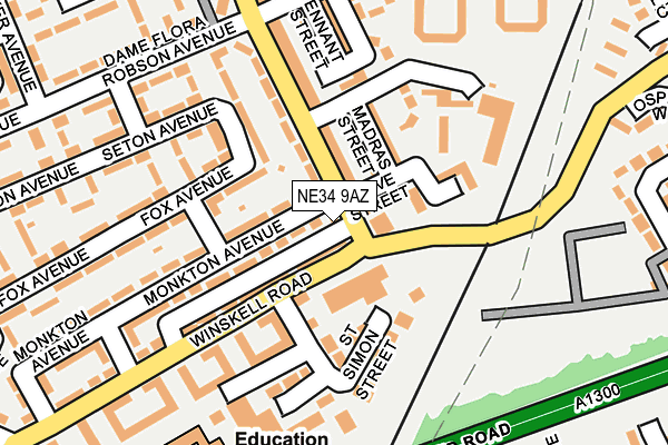 NE34 9AZ map - OS OpenMap – Local (Ordnance Survey) NE34 9AZ map - OS OpenMap – Local (Ordnance Survey)