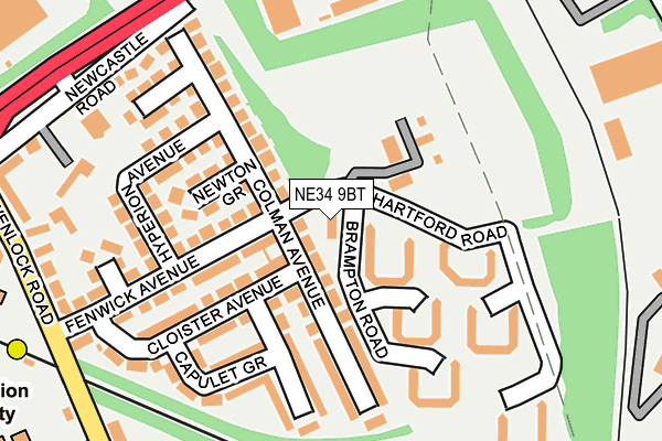 NE34 9BT map - OS OpenMap – Local (Ordnance Survey) NE34 9BT map - OS OpenMap – Local (Ordnance Survey)