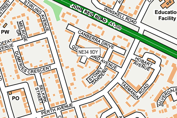 NE34 9DY map - OS OpenMap – Local (Ordnance Survey)