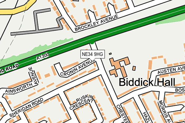 NE34 9HG map - OS OpenMap – Local (Ordnance Survey) NE34 9HG map - OS OpenMap – Local (Ordnance Survey)
