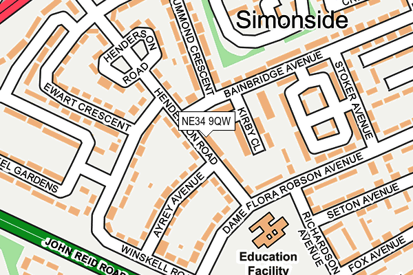 NE34 9QW map - OS OpenMap – Local (Ordnance Survey)