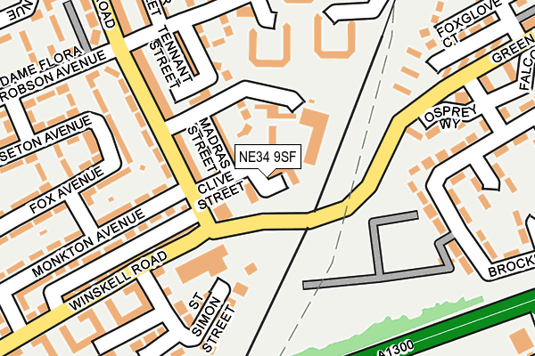 NE34 9SF map - OS OpenMap – Local (Ordnance Survey) NE34 9SF map - OS OpenMap – Local (Ordnance Survey)