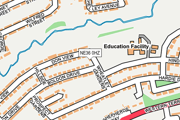 NE36 0HZ map - OS OpenMap – Local (Ordnance Survey)