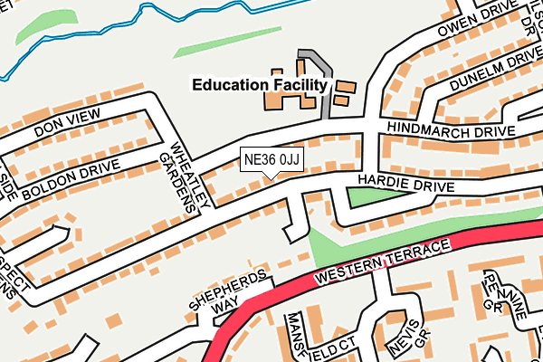 NE36 0JJ map - OS OpenMap – Local (Ordnance Survey)