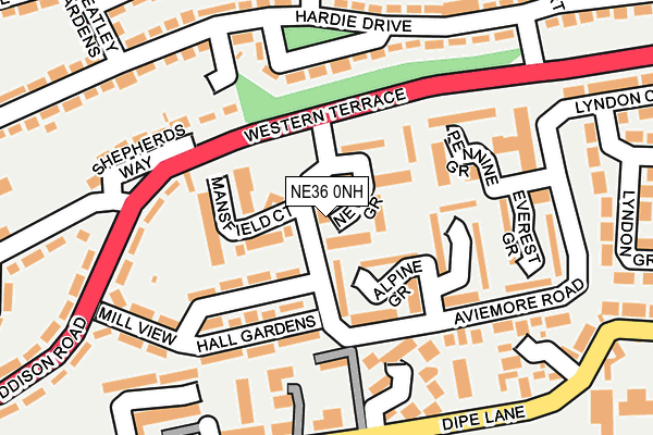 NE36 0NH map - OS OpenMap – Local (Ordnance Survey) NE36 0NH map - OS OpenMap – Local (Ordnance Survey)