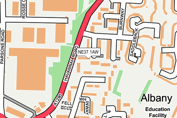 NE37 1AW map - OS OpenMap – Local (Ordnance Survey) NE37 1AW map - OS OpenMap – Local (Ordnance Survey)