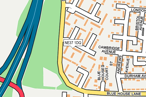 NE37 1DQ map - OS OpenMap – Local (Ordnance Survey)