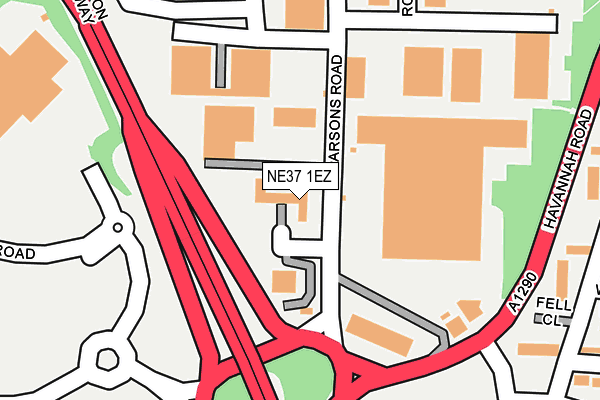 NE37 1EZ map - OS OpenMap – Local (Ordnance Survey)