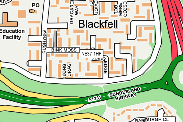 NE37 1HF map - OS OpenMap – Local (Ordnance Survey) NE37 1HF map - OS OpenMap – Local (Ordnance Survey)
