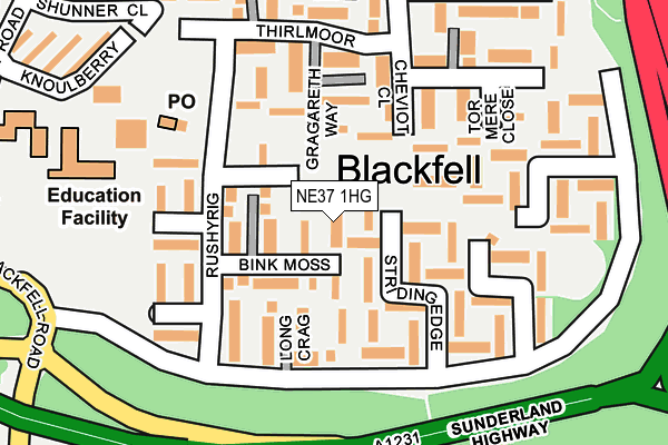 NE37 1HG map - OS OpenMap – Local (Ordnance Survey) NE37 1HG map - OS OpenMap – Local (Ordnance Survey)