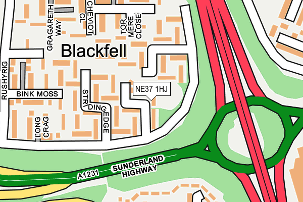 NE37 1HJ map - OS OpenMap – Local (Ordnance Survey) NE37 1HJ map - OS OpenMap – Local (Ordnance Survey)