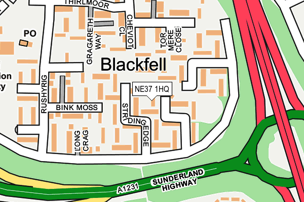 NE37 1HQ map - OS OpenMap – Local (Ordnance Survey)