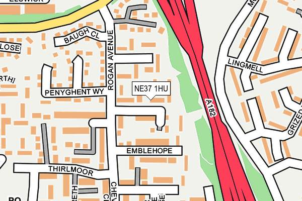 NE37 1HU map - OS OpenMap – Local (Ordnance Survey) NE37 1HU map - OS OpenMap – Local (Ordnance Survey)