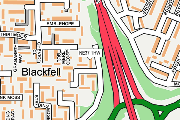 NE37 1HW map - OS OpenMap – Local (Ordnance Survey) NE37 1HW map - OS OpenMap – Local (Ordnance Survey)