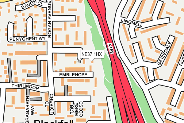 NE37 1HX map - OS OpenMap – Local (Ordnance Survey)