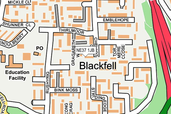 NE37 1JB map - OS OpenMap – Local (Ordnance Survey) NE37 1JB map - OS OpenMap – Local (Ordnance Survey)