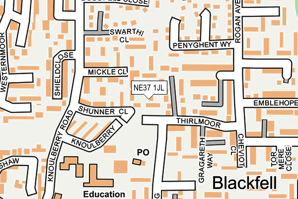 NE37 1JL map - OS OpenMap – Local (Ordnance Survey)