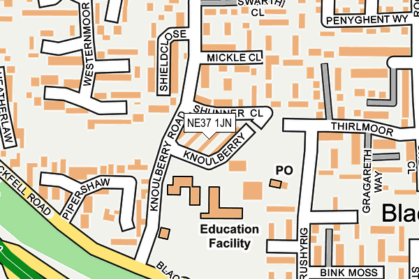 NE37 1JN map - OS OpenMap – Local (Ordnance Survey)