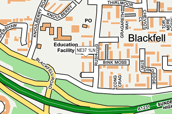 NE37 1LN map - OS OpenMap – Local (Ordnance Survey) NE37 1LN map - OS OpenMap – Local (Ordnance Survey)