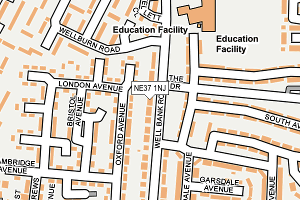 NE37 1NJ map - OS OpenMap – Local (Ordnance Survey) NE37 1NJ map - OS OpenMap – Local (Ordnance Survey)