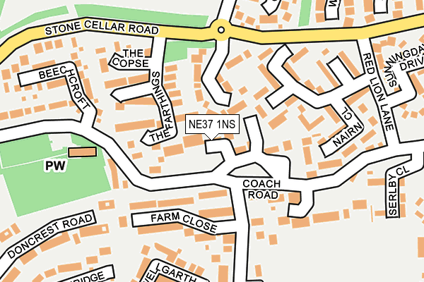 NE37 1NS map - OS OpenMap – Local (Ordnance Survey) NE37 1NS map - OS OpenMap – Local (Ordnance Survey)