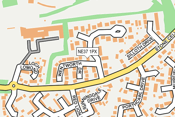 NE37 1PX map - OS OpenMap – Local (Ordnance Survey) NE37 1PX map - OS OpenMap – Local (Ordnance Survey)
