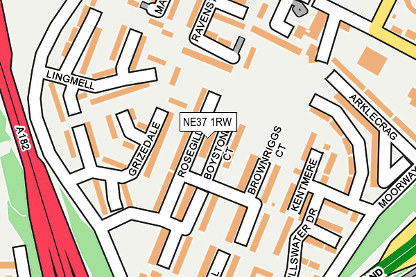NE37 1RW map - OS OpenMap – Local (Ordnance Survey) NE37 1RW map - OS OpenMap – Local (Ordnance Survey)