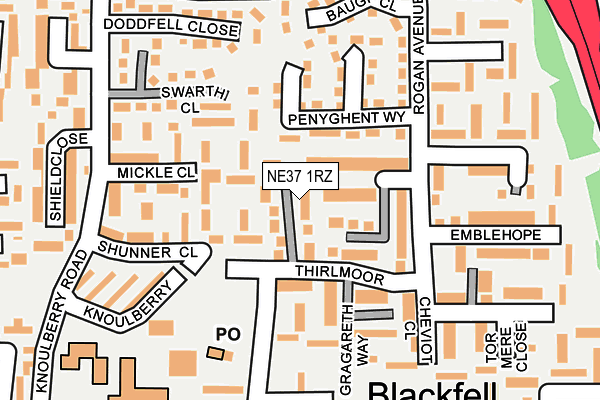 NE37 1RZ map - OS OpenMap – Local (Ordnance Survey)