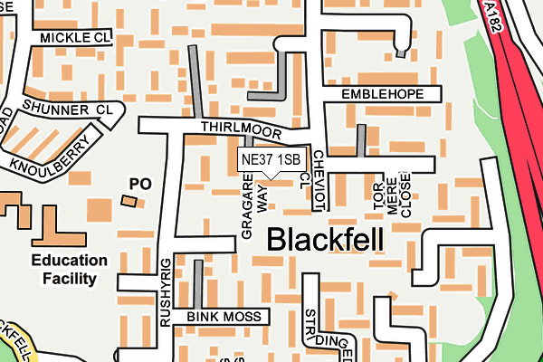 NE37 1SB map - OS OpenMap – Local (Ordnance Survey) NE37 1SB map - OS OpenMap – Local (Ordnance Survey)