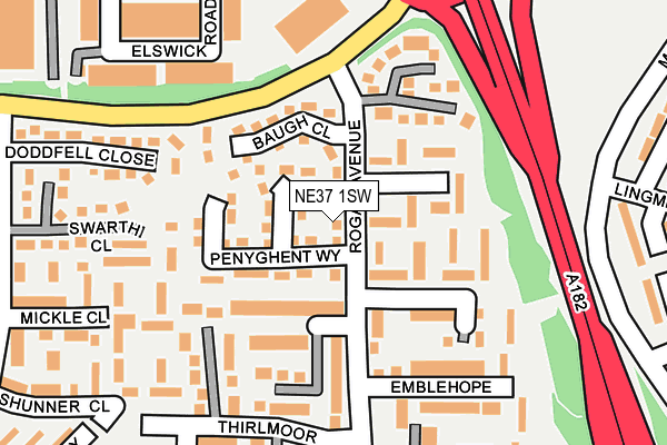 NE37 1SW map - OS OpenMap – Local (Ordnance Survey) NE37 1SW map - OS OpenMap – Local (Ordnance Survey)