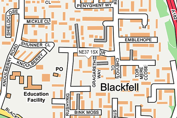 NE37 1SX map - OS OpenMap – Local (Ordnance Survey) NE37 1SX map - OS OpenMap – Local (Ordnance Survey)