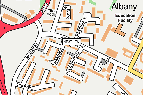 NE37 1TA map - OS OpenMap – Local (Ordnance Survey) NE37 1TA map - OS OpenMap – Local (Ordnance Survey)