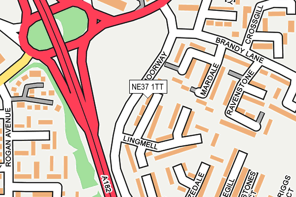 NE37 1TT map - OS OpenMap – Local (Ordnance Survey) NE37 1TT map - OS OpenMap – Local (Ordnance Survey)